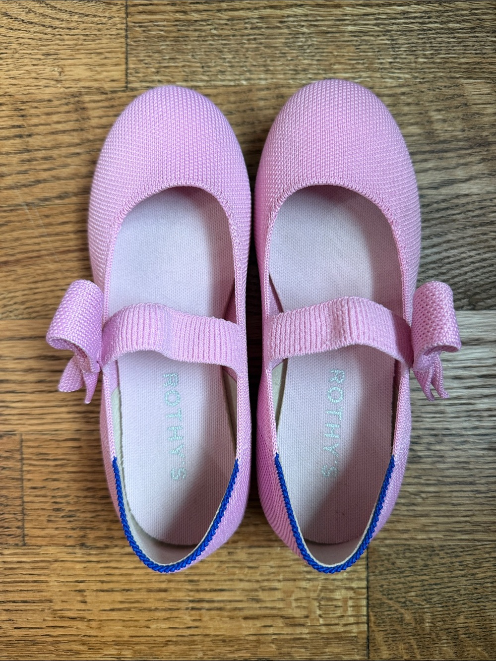 Rothy's Pink Knit Mary Jane Flats with Bow